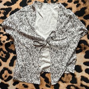 floral print short sleeve cardigan